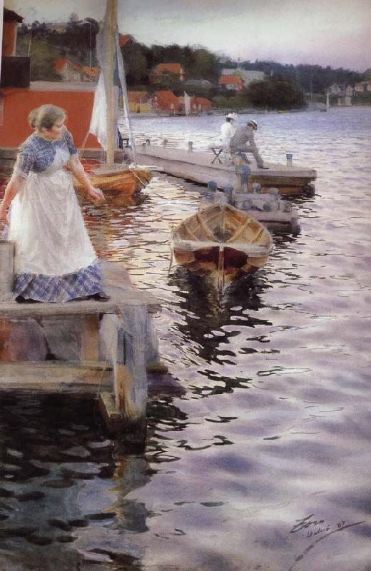 Anders Zorn Vagskvalp(Lappings of the waves) Sweden oil painting art